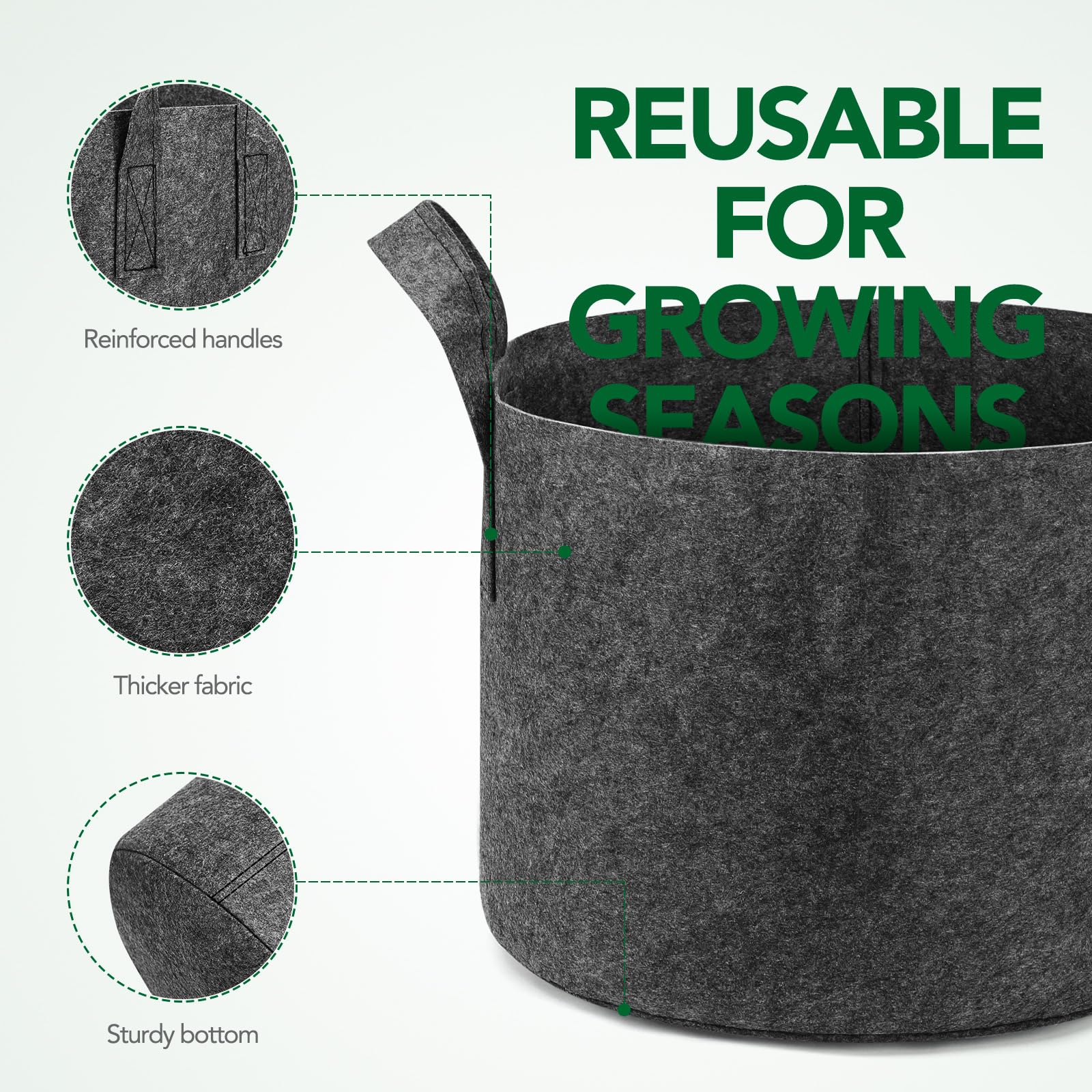 Delxo grow bags support healthy root formation with breathable fabric.