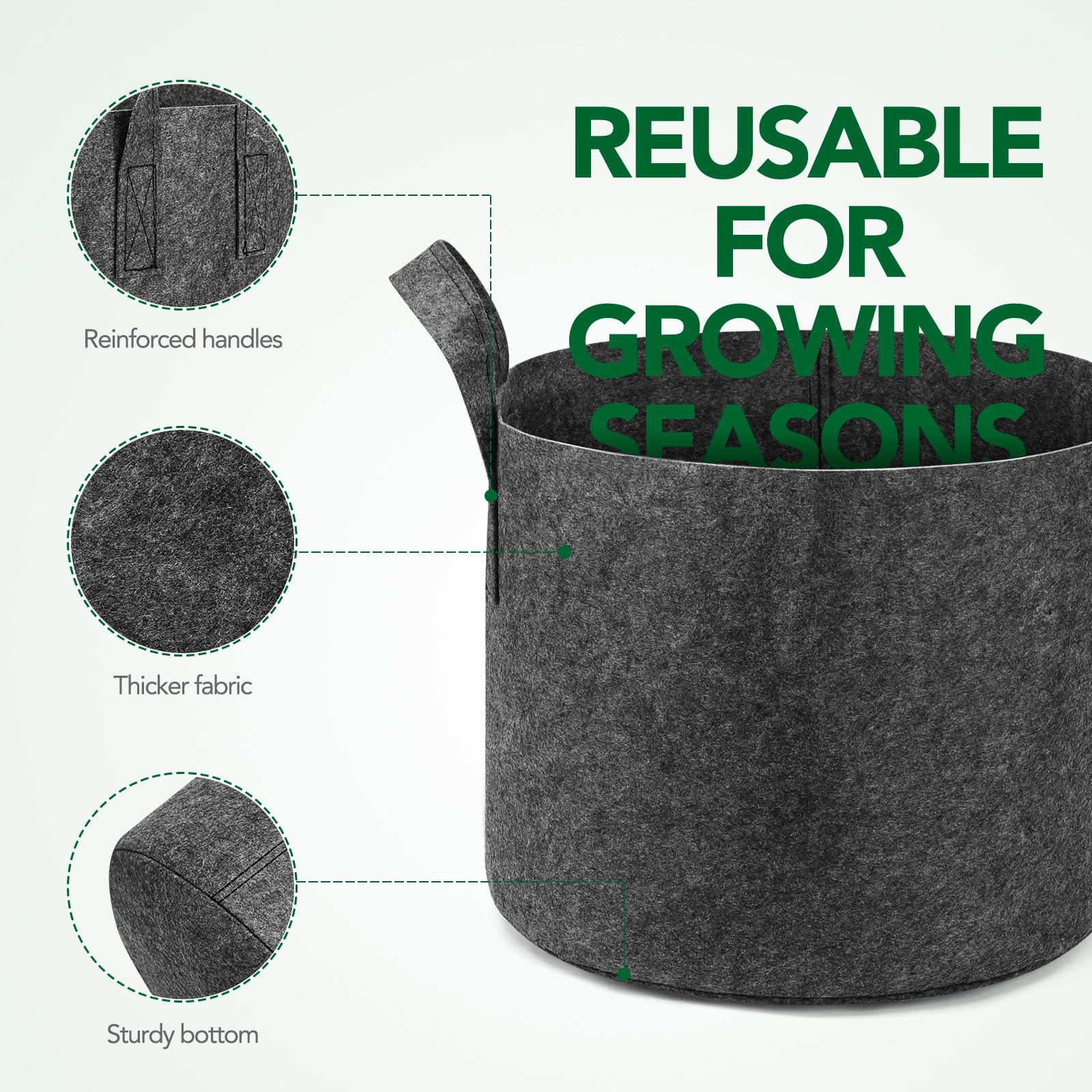 Delxo breathable nonwoven grow bag showing texture and airflow.