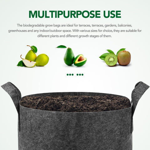 Delxo container gardening setup with fabric pots in garden