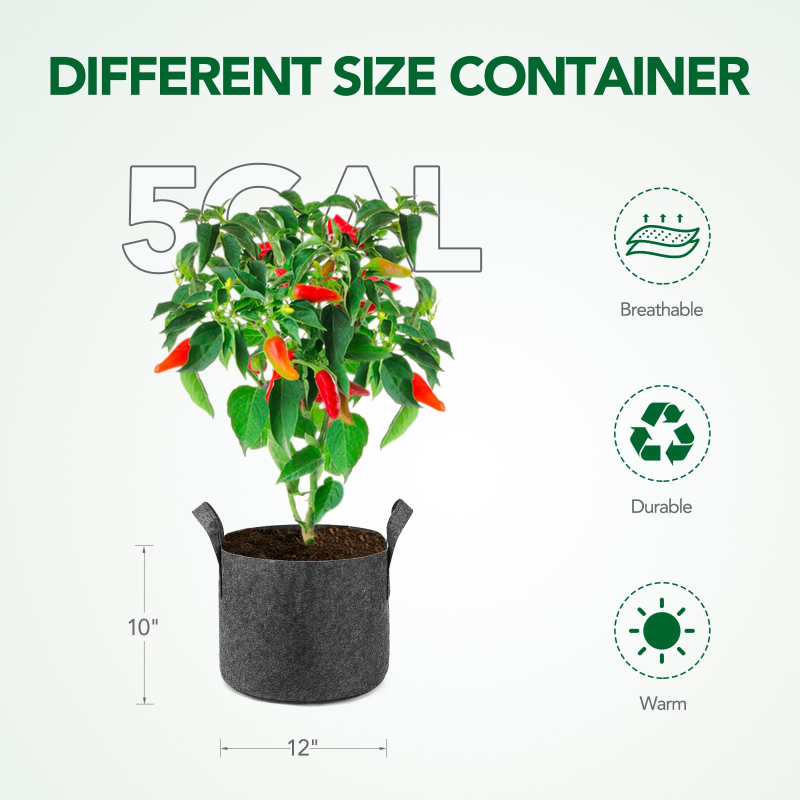 Delxo 300G thickened nonwoven fabric grow bags provide durable, reusable planting containers.