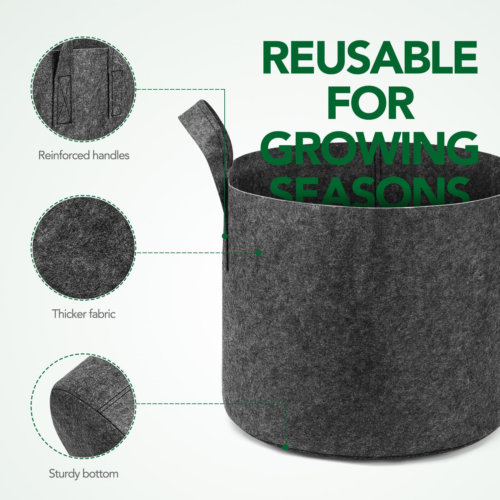 Delxo fabric grow bags designed for root formation encourage air pruning and healthier roots.