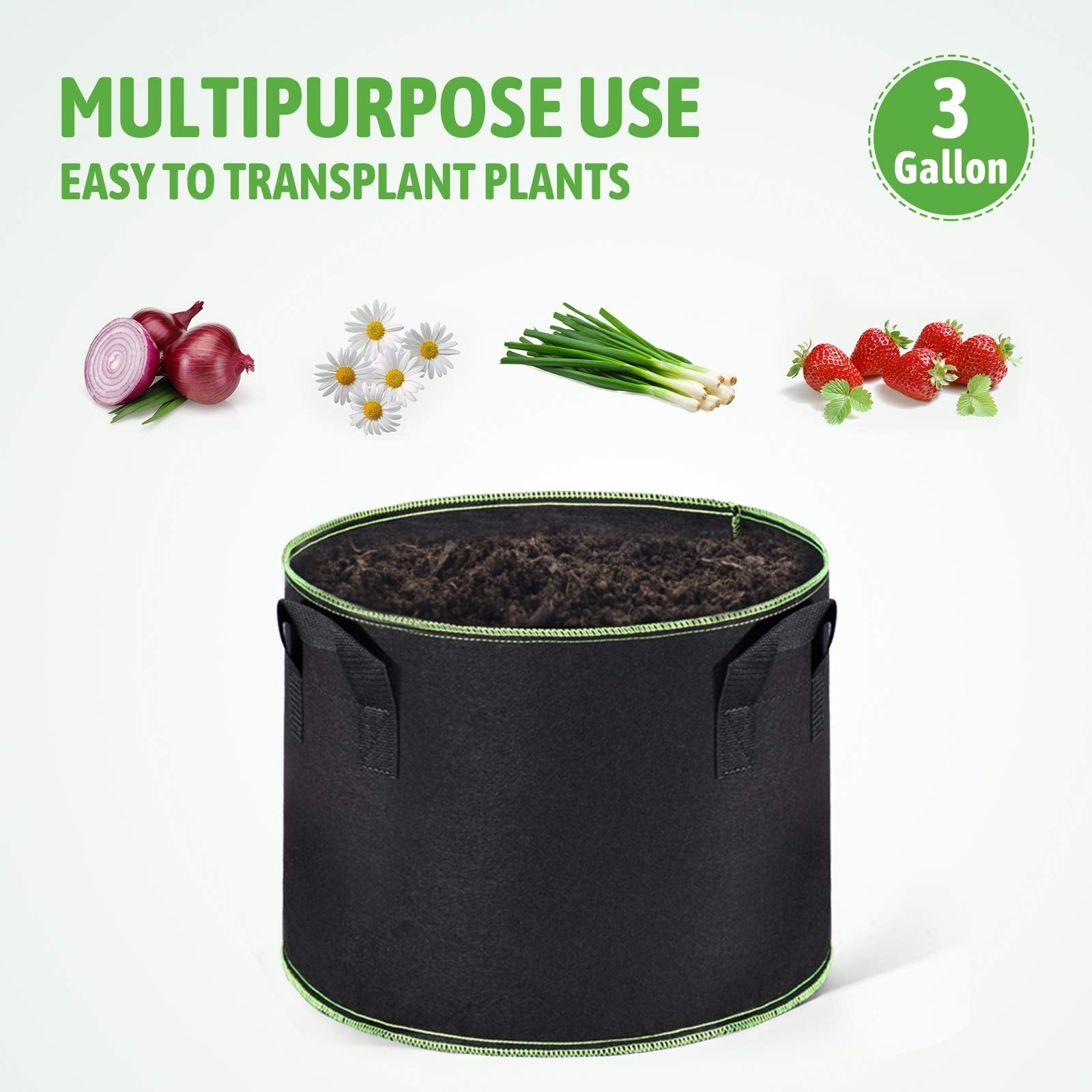 Delxo 3-gallon fabric pot supports healthy roots.