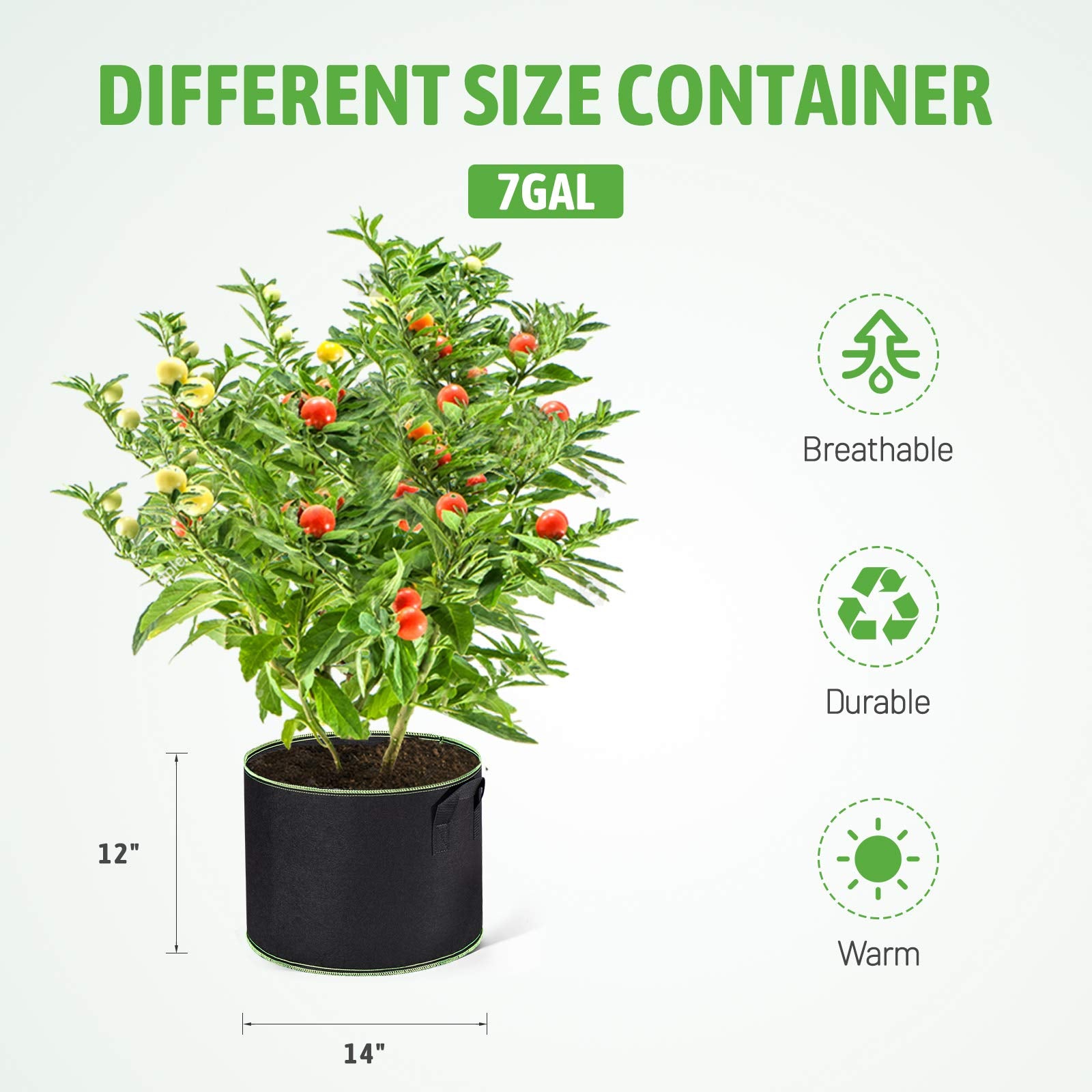 Delxo heavy-duty 300G nonwoven grow bag, breathable and durable.