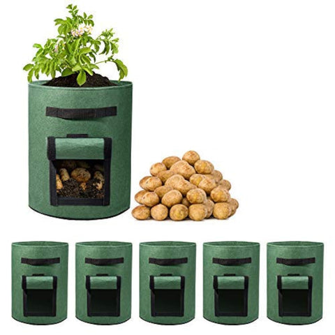 Delxo potato growing bags with visual window for root monitoring and harvest timing.