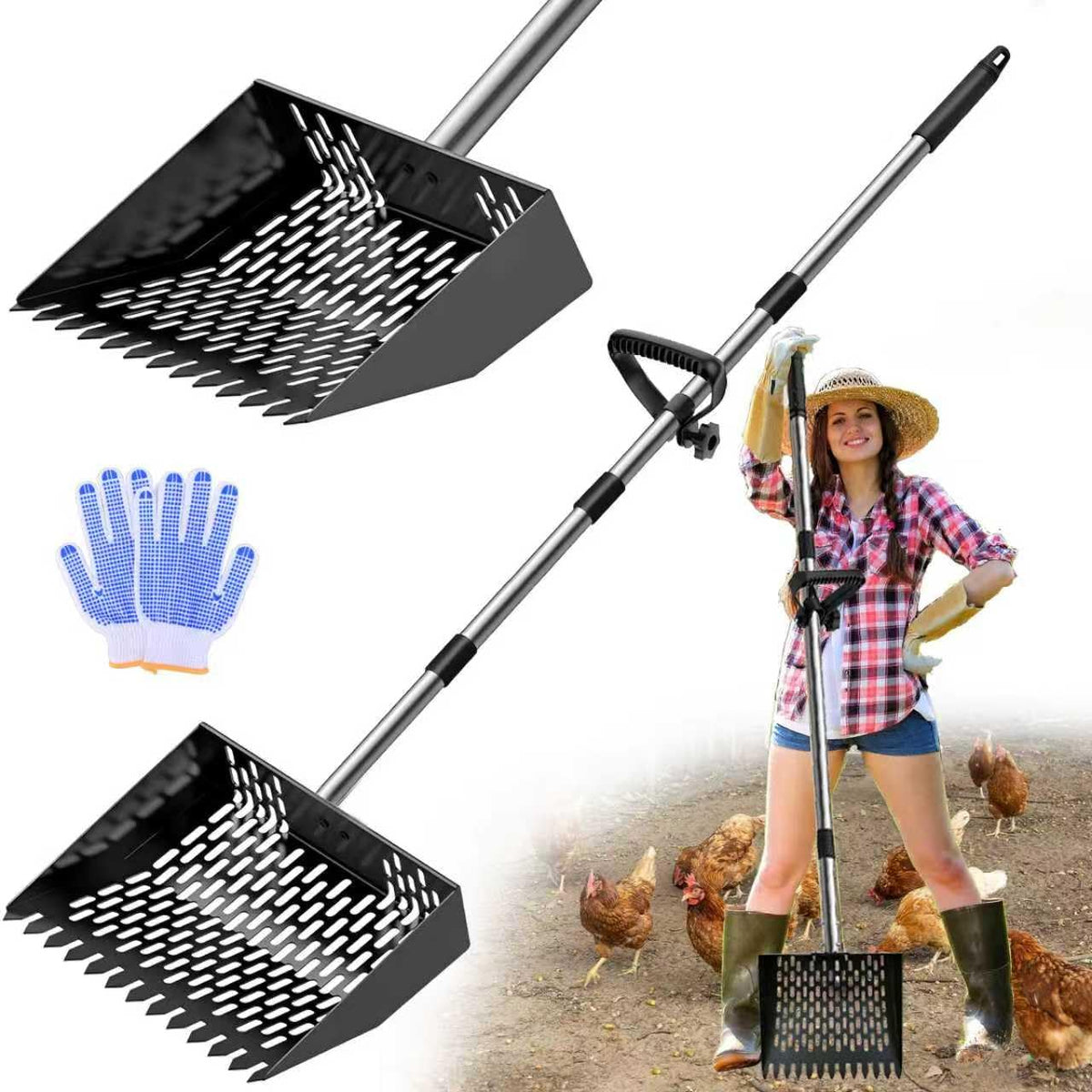 DEMARRE chicken poop scooper with angled-head boosts coop cleanup efficiency