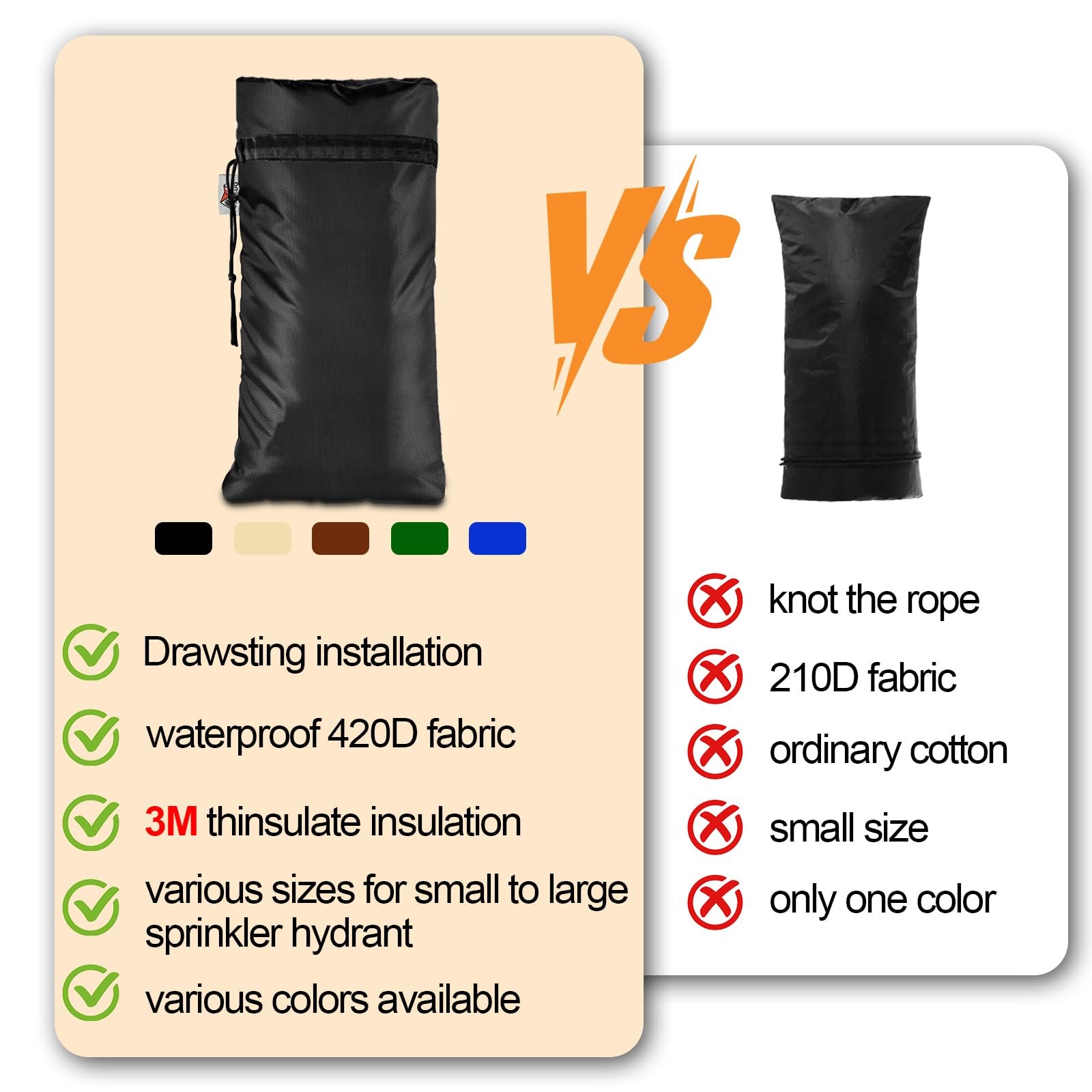 DEMEDO 3M Thinsulate insulation guards against freezing for outdoor hydrants.