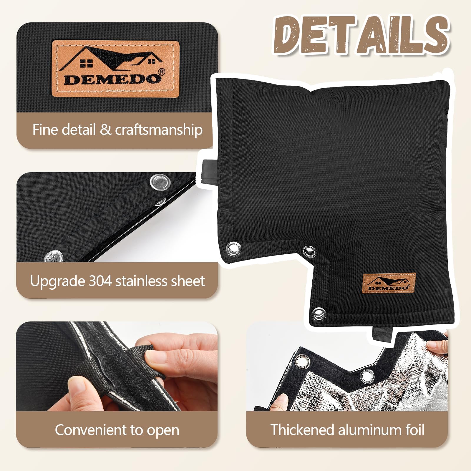 DEMEDO black insulated cover blends with most exteriors and walls.
