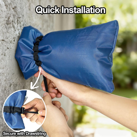 DEMEDO garden spigot sock protects exterior faucets during cold weather.