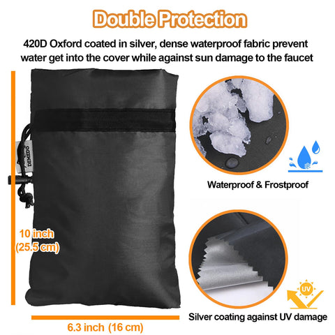 DEMEDO hose bib cover in black guards winter-weary spigots.
