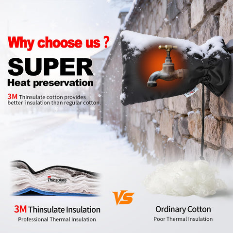 DEMEDO spigot cover features waterproof Oxford cloth for all-season protection.