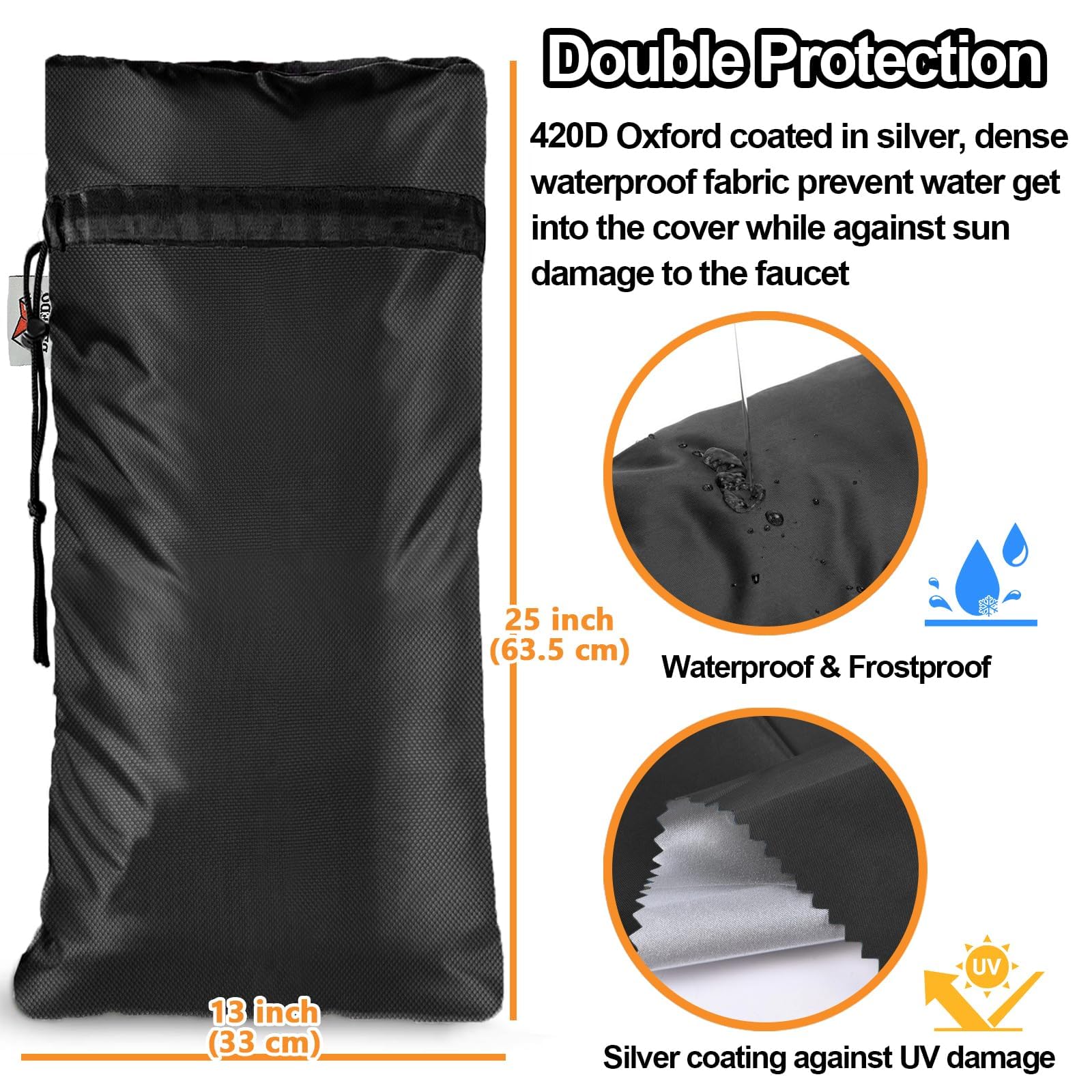 DEMEDO waterproof Oxford coating keeps moisture away from the faucet area.