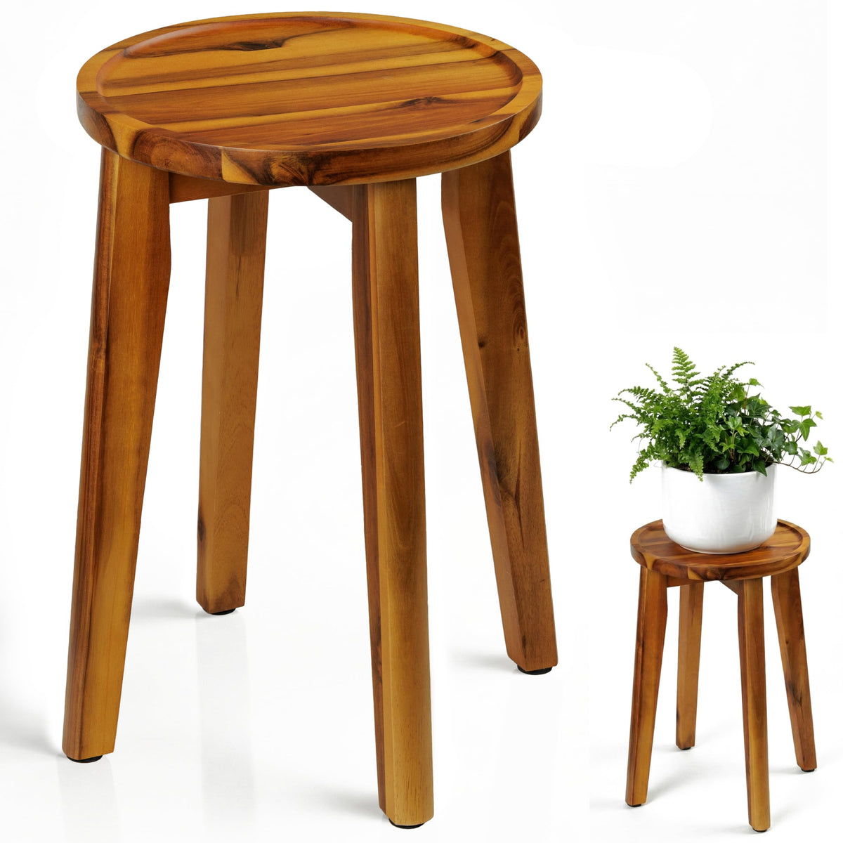 Demigo 15-inch tall acacia plant stand elevating greens for better light exposure