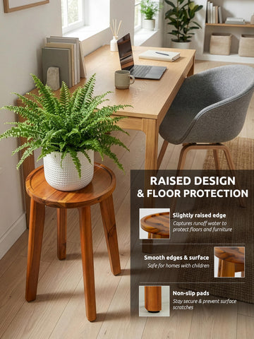 Demigo raised-edge tray guards against leaks while protecting floors