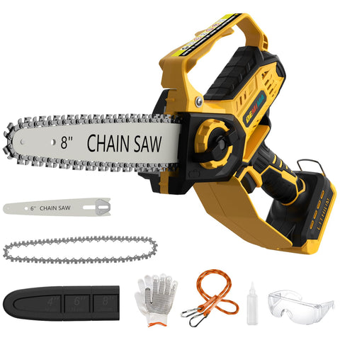 DEMIMA mini chainsaw with dual bars for versatile pruning and light woodcuts