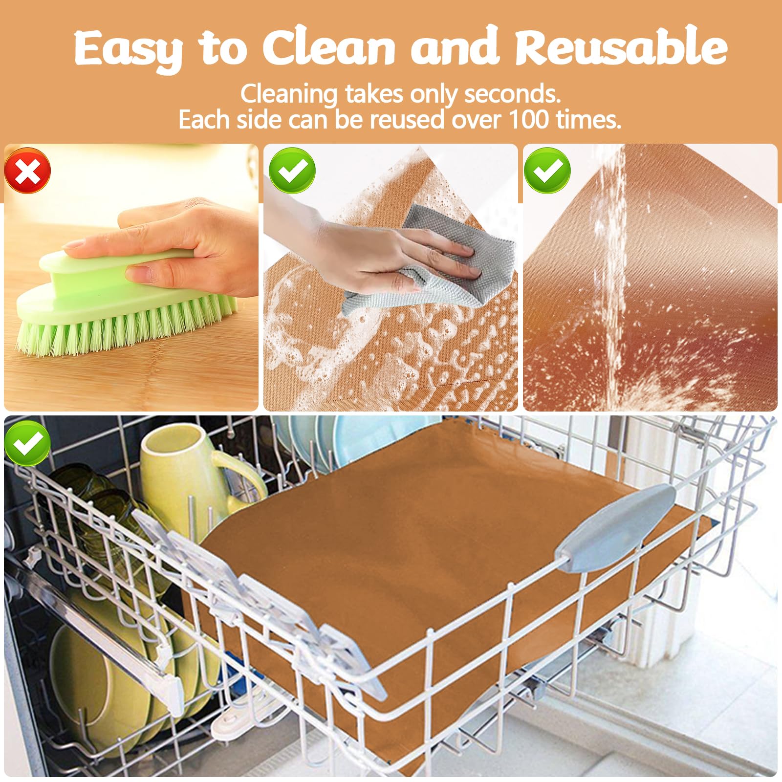 Demiwise copper grill mats are reusable and dishwasher-safe for quick cleanup.