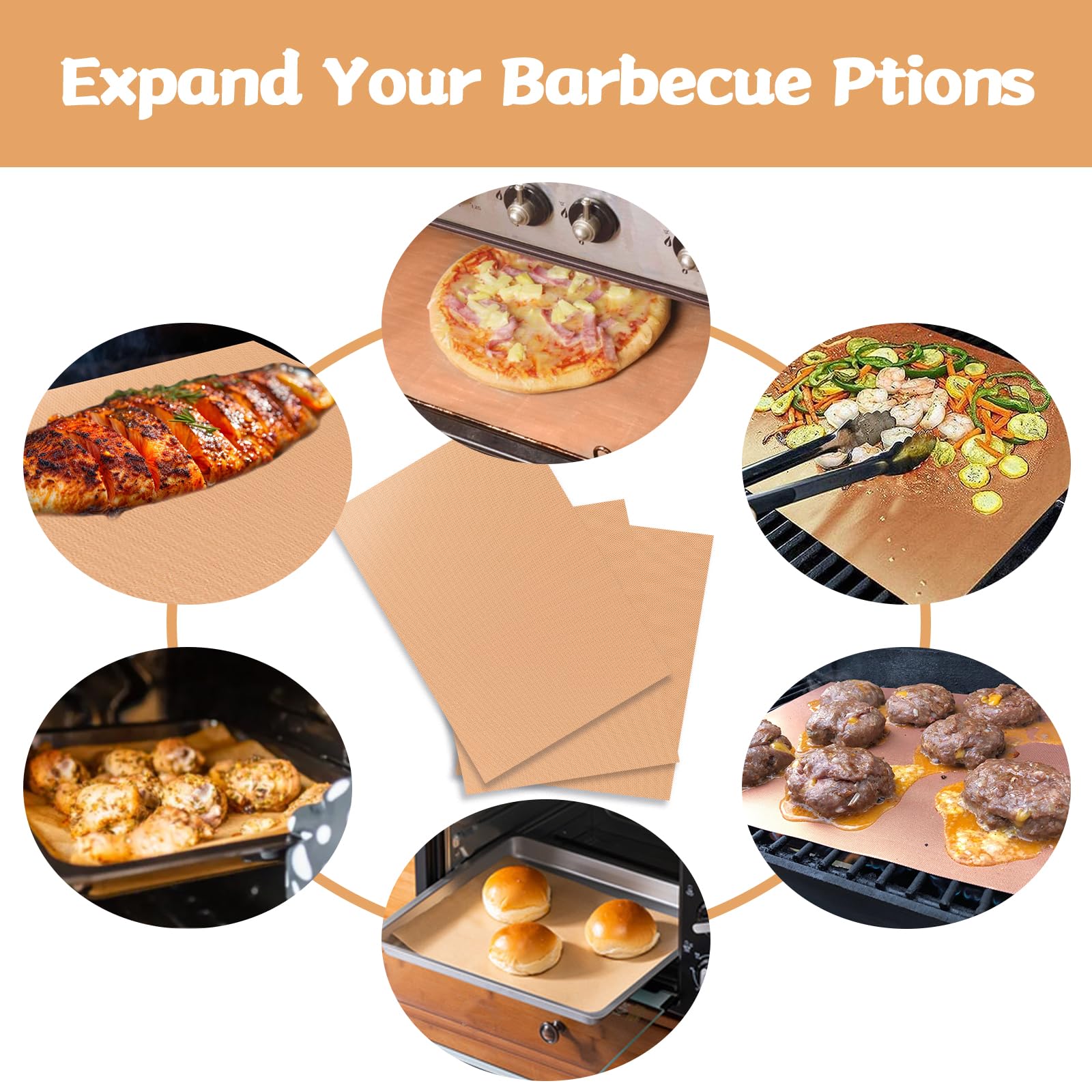 Demiwise copper grill mats heat-resistant up to 500°F for searing and grilling.