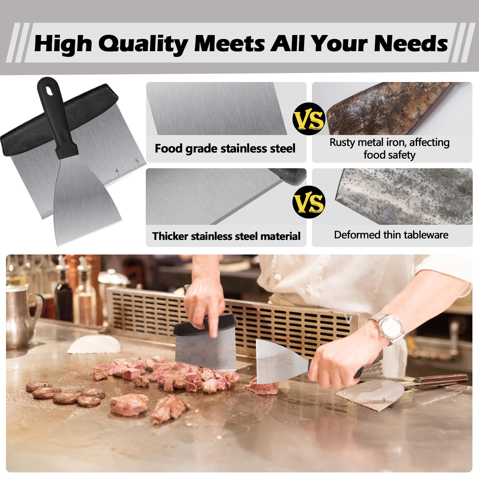 Demiwise grill turner offers sturdy leverage for even searing on large griddles.