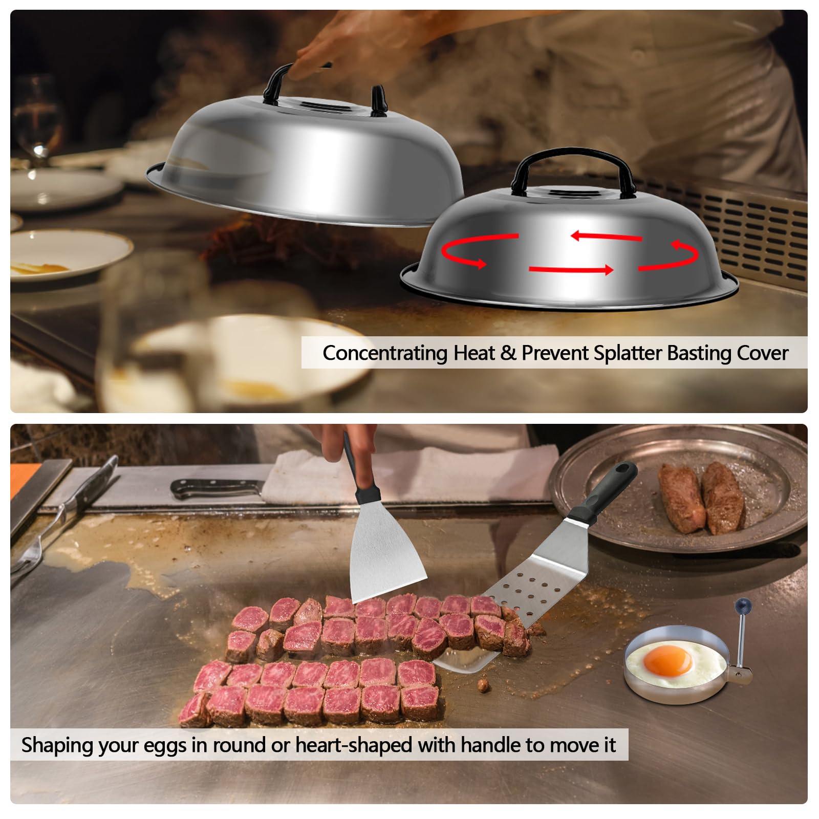 Demiwise sauté turner provides control while sautéing on the grill surface.