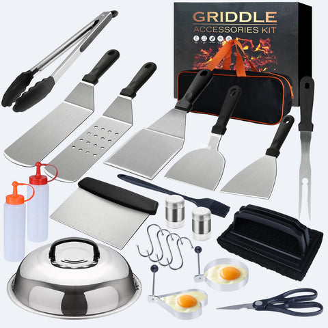 Demiwise trombone spatula for precise flipping on Blackstone and Camp Chef griddles.