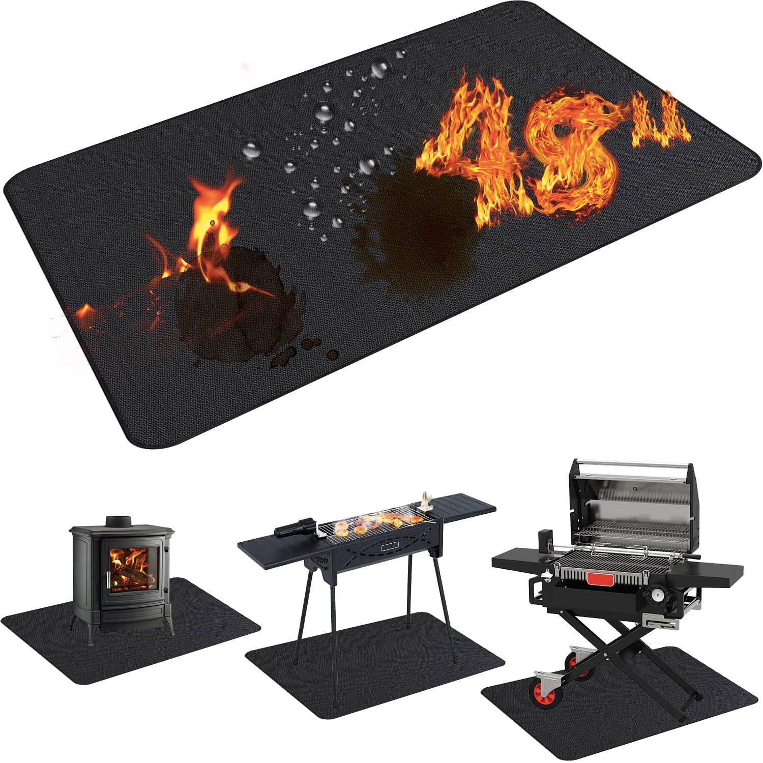 Demiwise 48x36in grill mat protecting outdoor grill area from spills