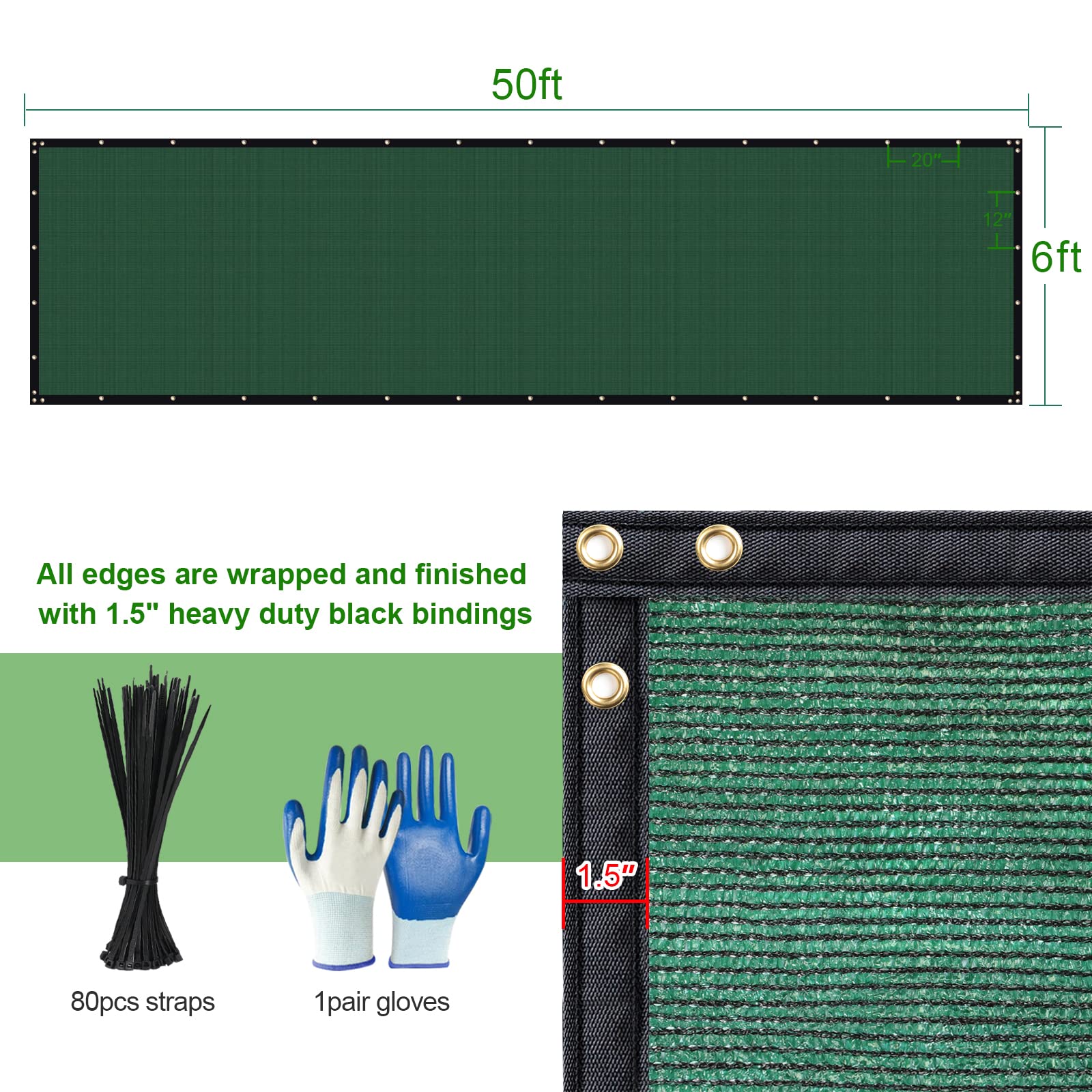 DenForste dark-green HDPE screen provides UV protection and airflow.