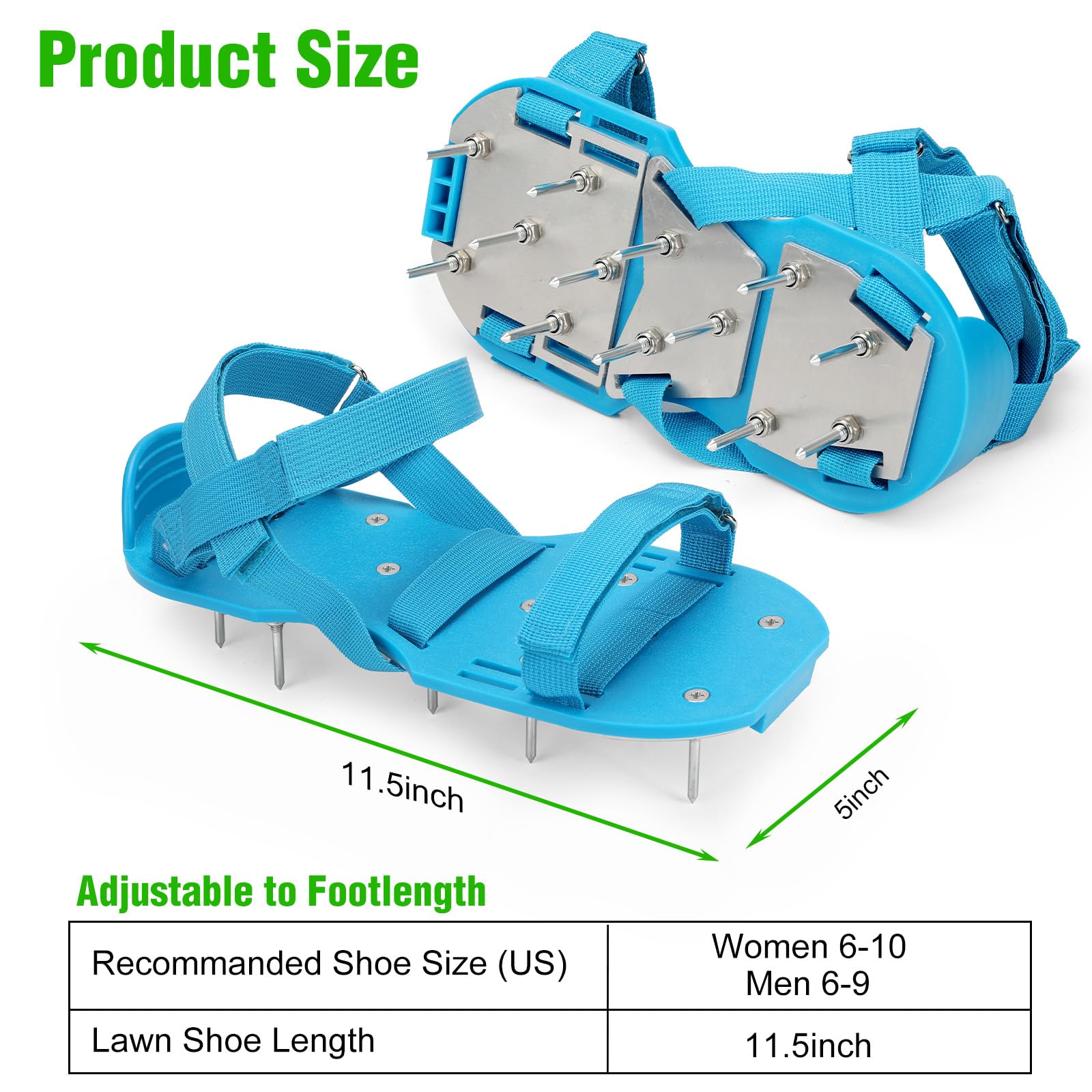 DenForste aerator shoes showcase durable aluminum-base design for longevity.