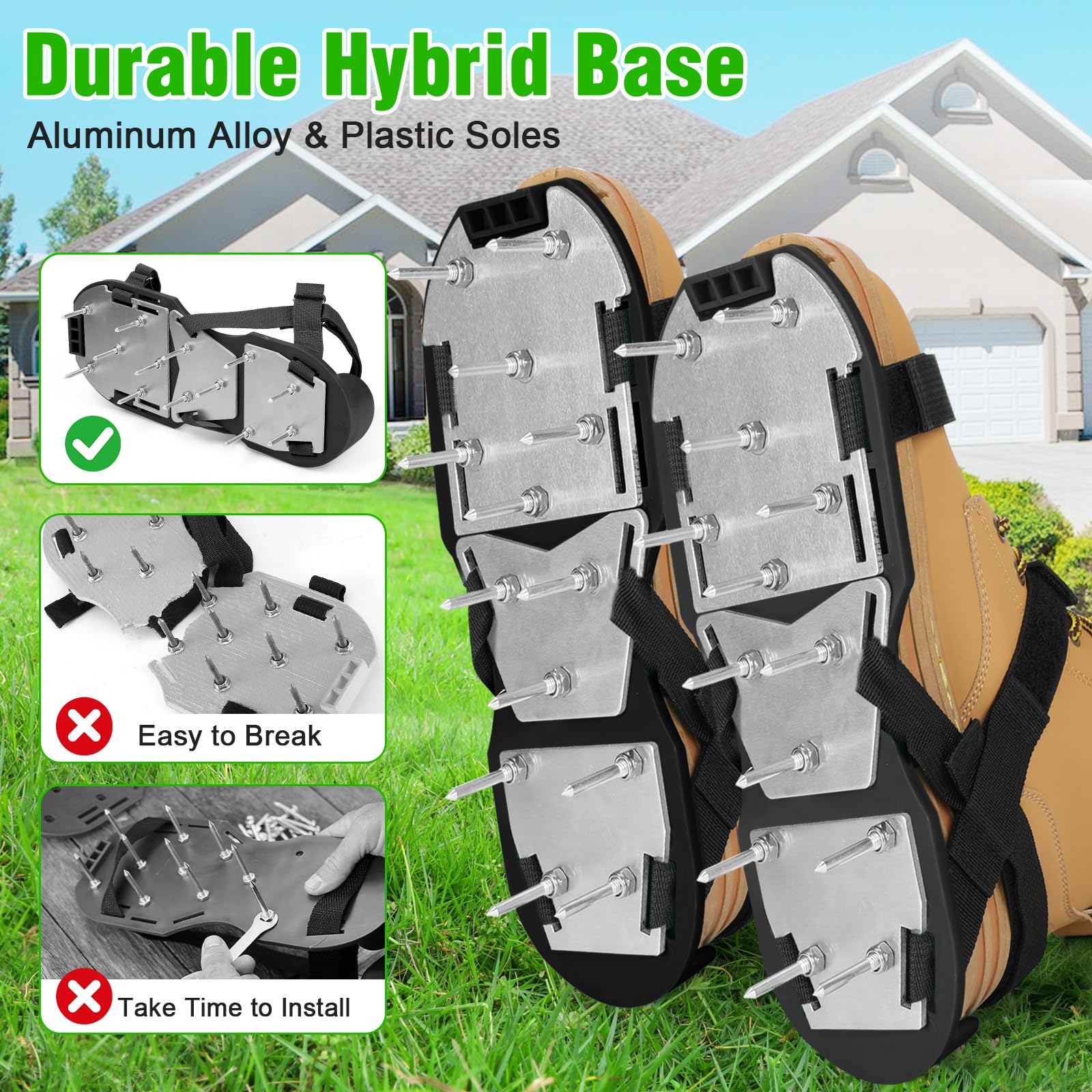 DenForste lawn aerator shoes fully assembled and ready to wear