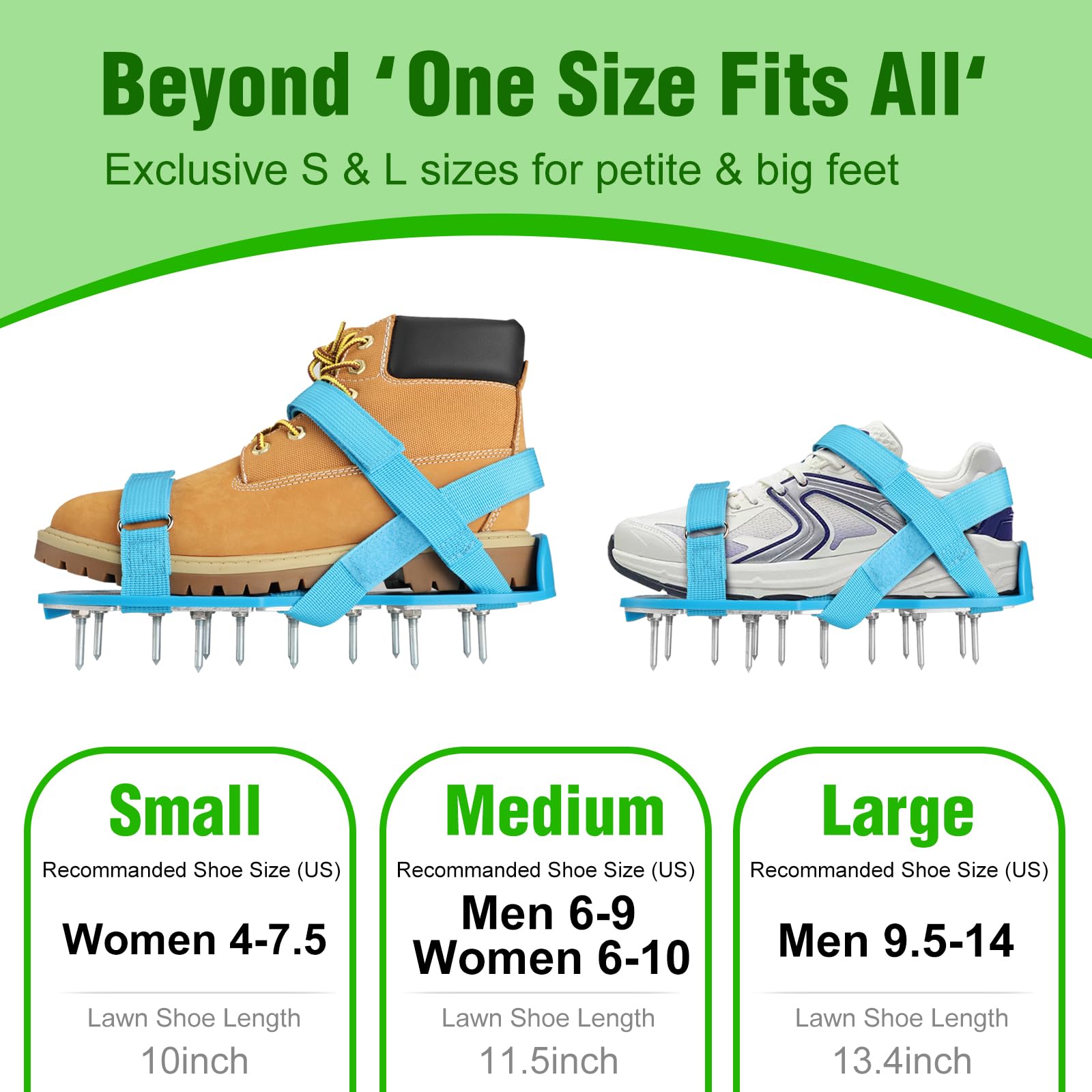 DenForste aerator shoes being worn while walking on a manicured lawn.