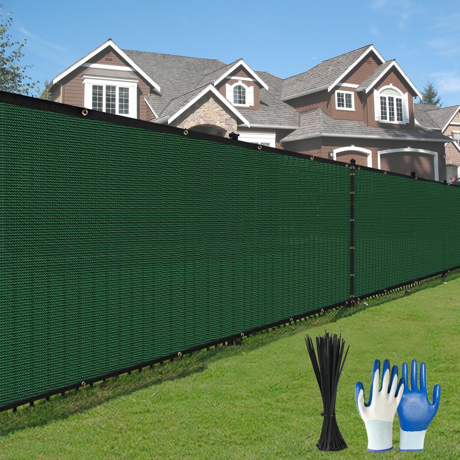 DenForste privacy fence screen 6x50ft in use on a backyard fence.