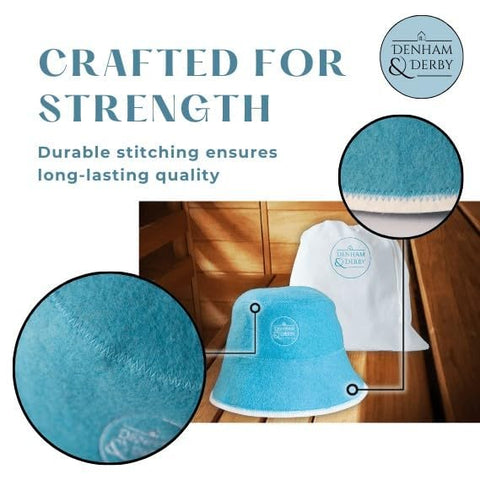 DENHAM & DERBY easy-care wool sauna hat maintains softness after washing