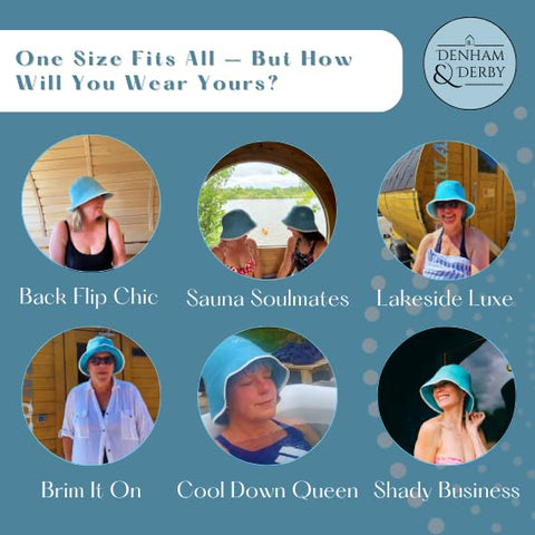 DENHAM & DERBY travel-ready sauna hat folds compactly for spa or camping trips