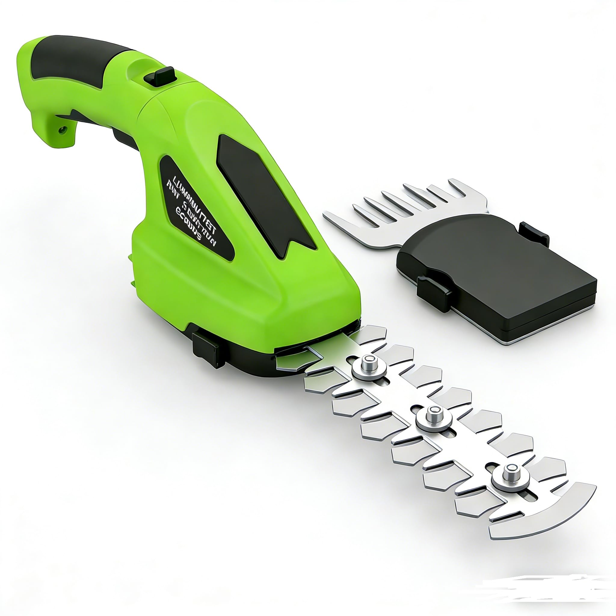 Denqir cordless hedge trimmer front view for precise hedge trimming in small spaces.