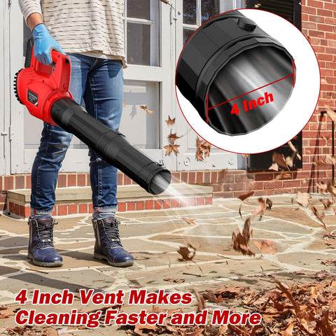 Denqir leaf blower Milwaukee M18 compatibility shown for flexible power options.