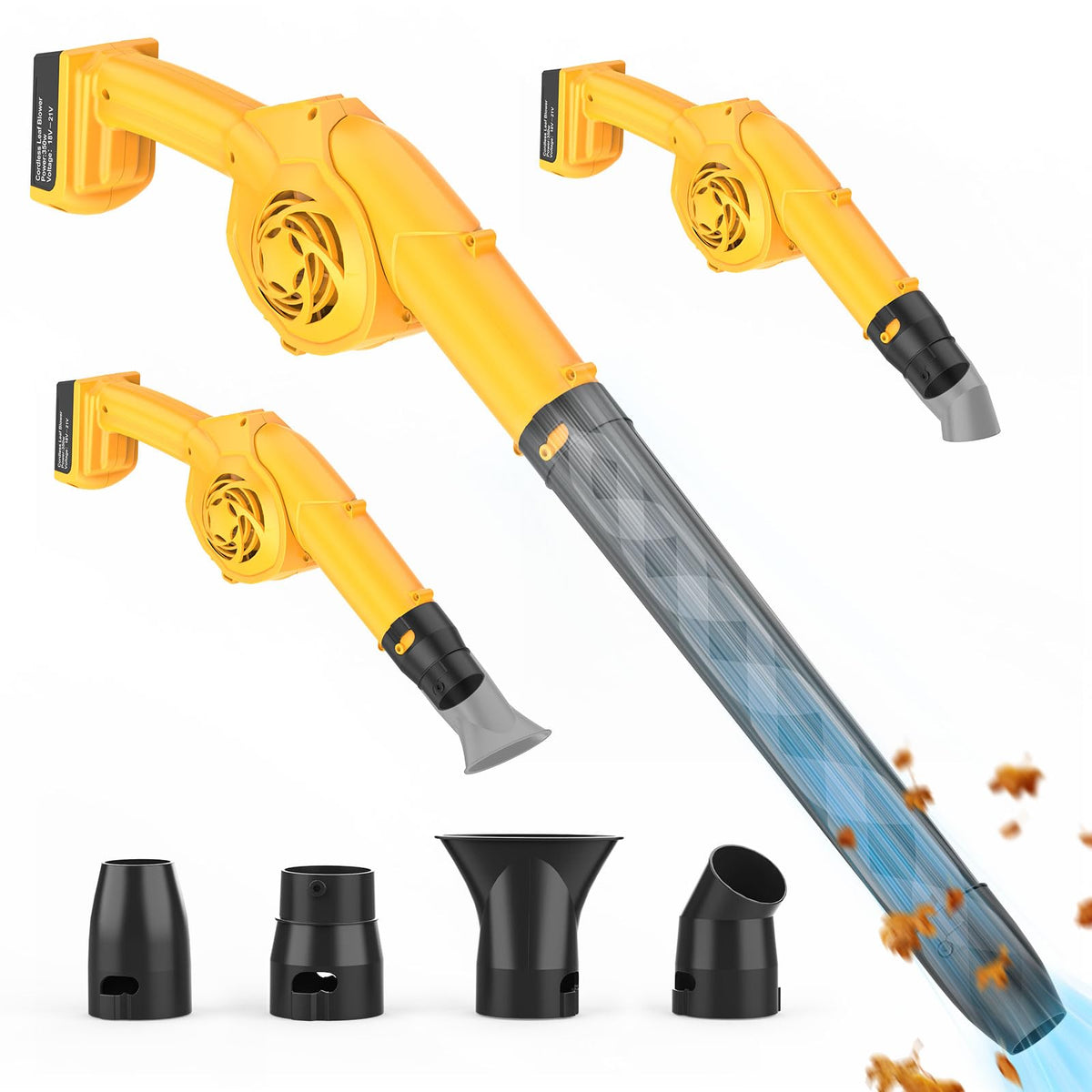 Denqir leaf blower with turbo nozzle boosts airflow for quick yard cleanup.