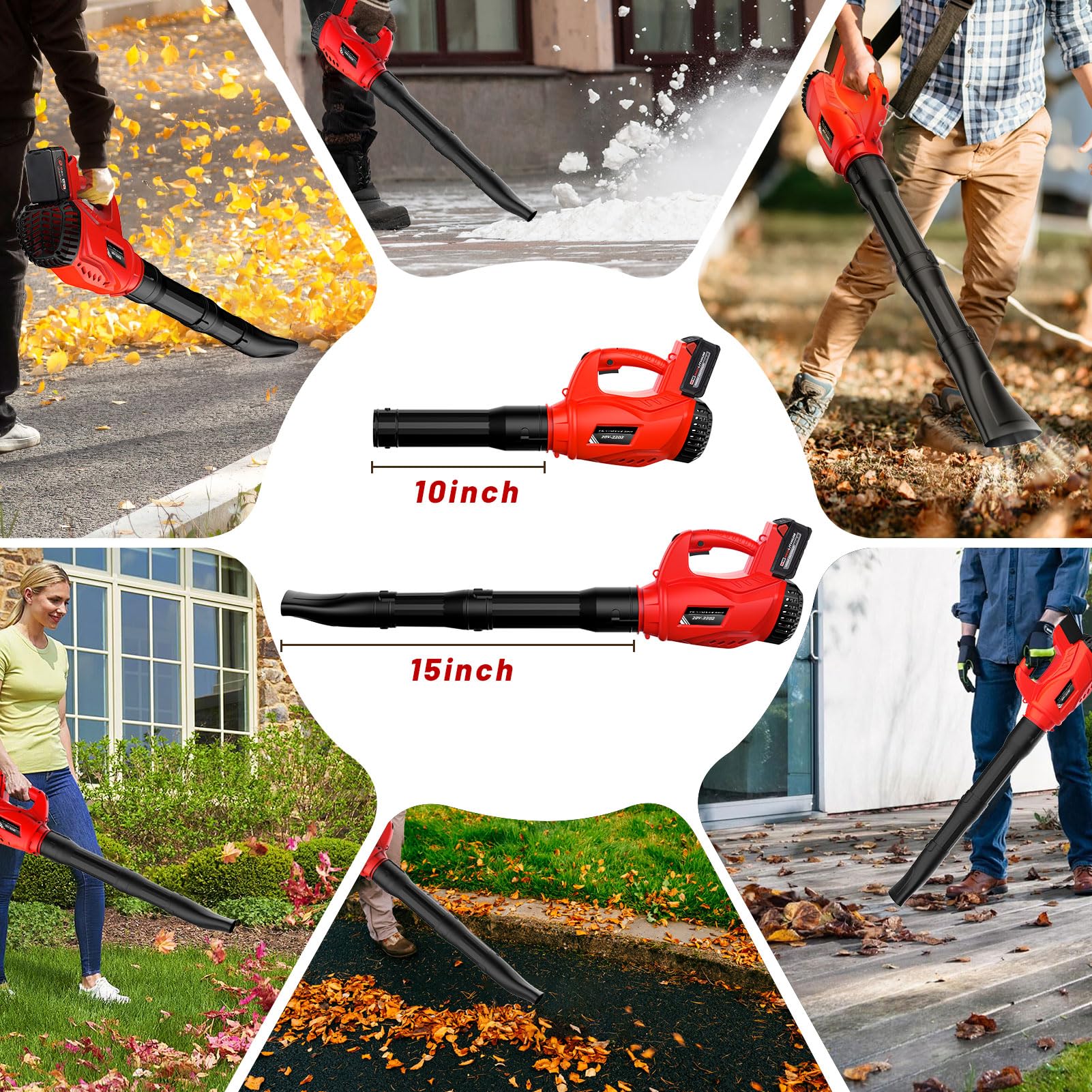 Denqir leaf blower yard patio dust clearing scenarios for versatile outdoor cleanup.