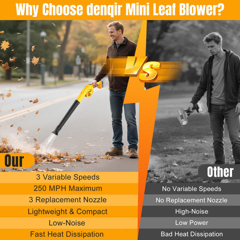 Denqir outdoor-cleaning blower ready for leaves, dust, and light debris.