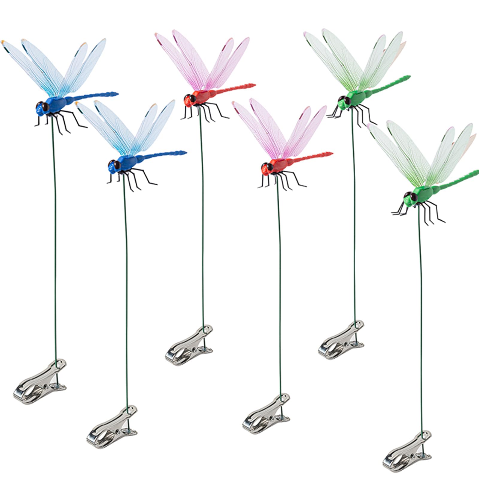DEPHILA dragonfly clip stake red adds colorful garden charm while deterring unwanted pests.