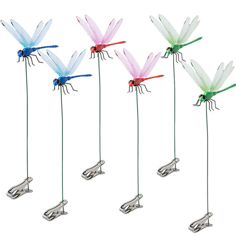 DEPHILA dragonfly clip stake red adds colorful garden charm while deterring unwanted pests.