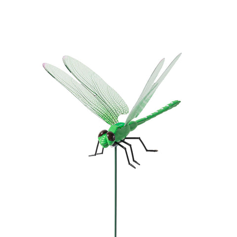 DEPHILA yard art dragonfly stakes create dimension along plant borders.