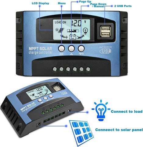 Depvko 100A MPPT controller auto-adapts to 12V or 24V systems