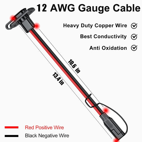 Depvko SAE 12AWG copper wire delivers sturdy current for devices.