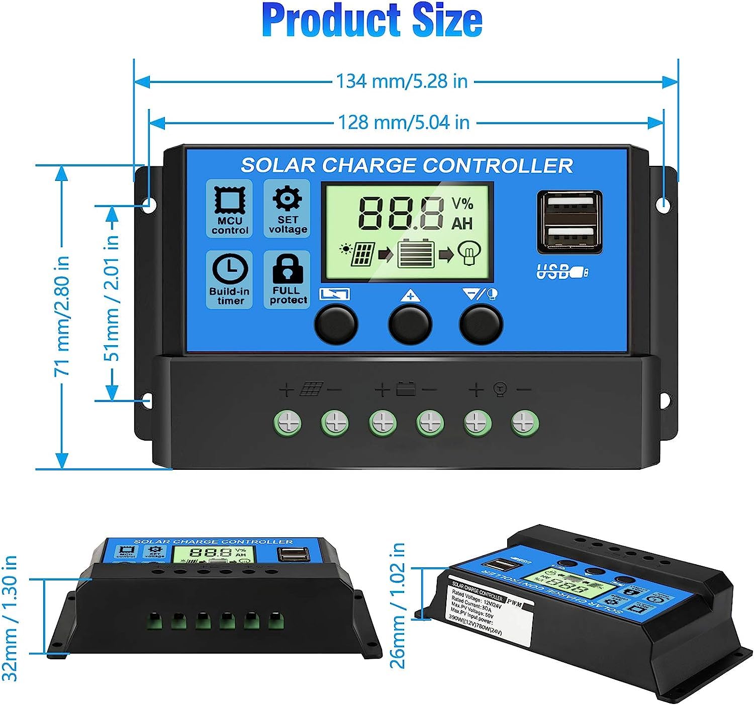 Depvko upgraded 30A controller auto-adaptation for 12V and 24V setups