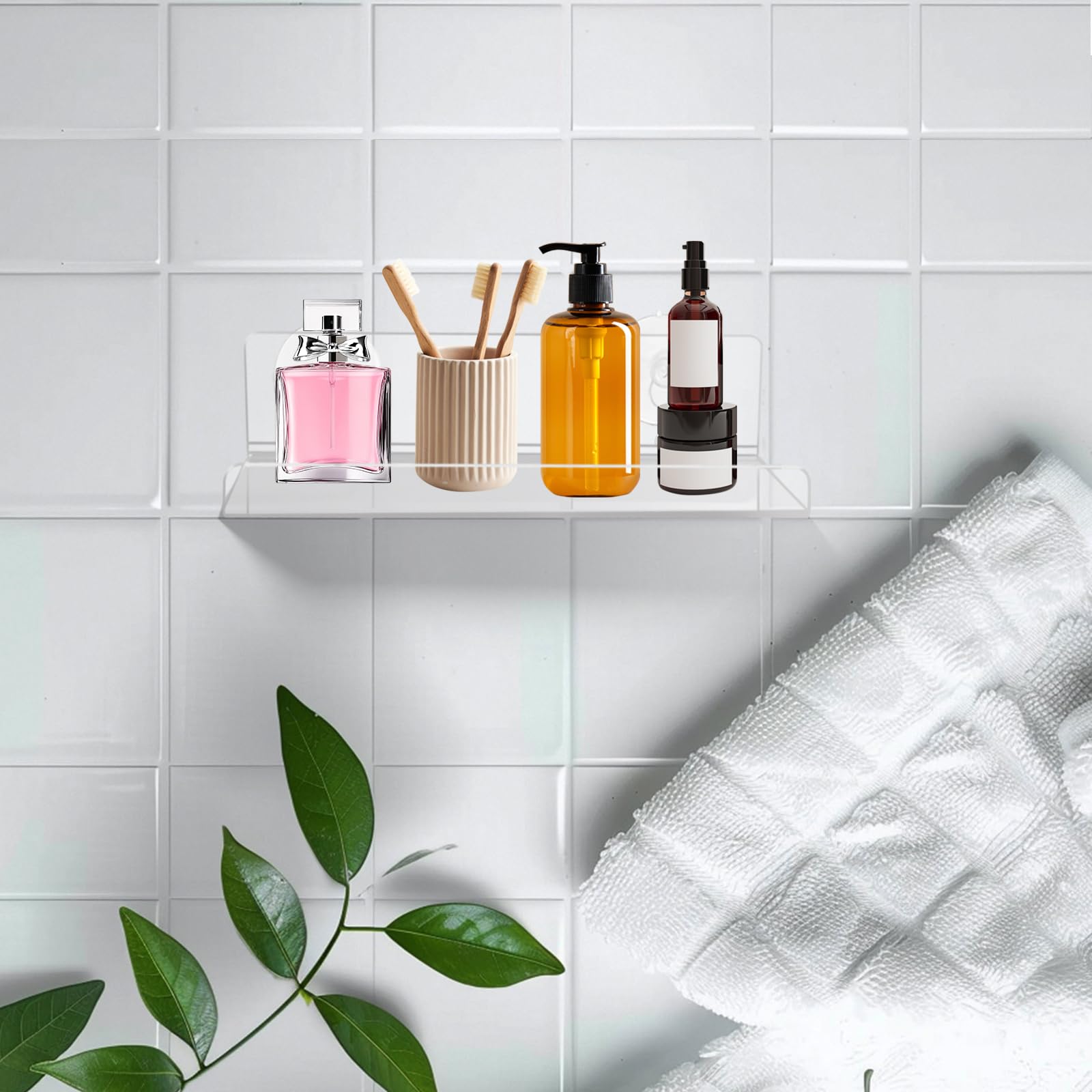 Derlyniupi bathroom organizer shelf under bright light keeping toiletries tidy.