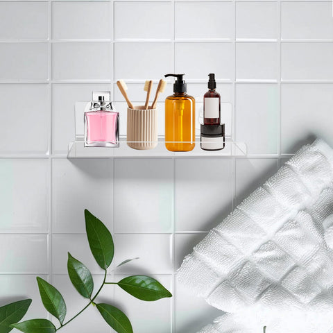 Derlyniupi bathroom organizer shelf under bright light keeping toiletries tidy.
