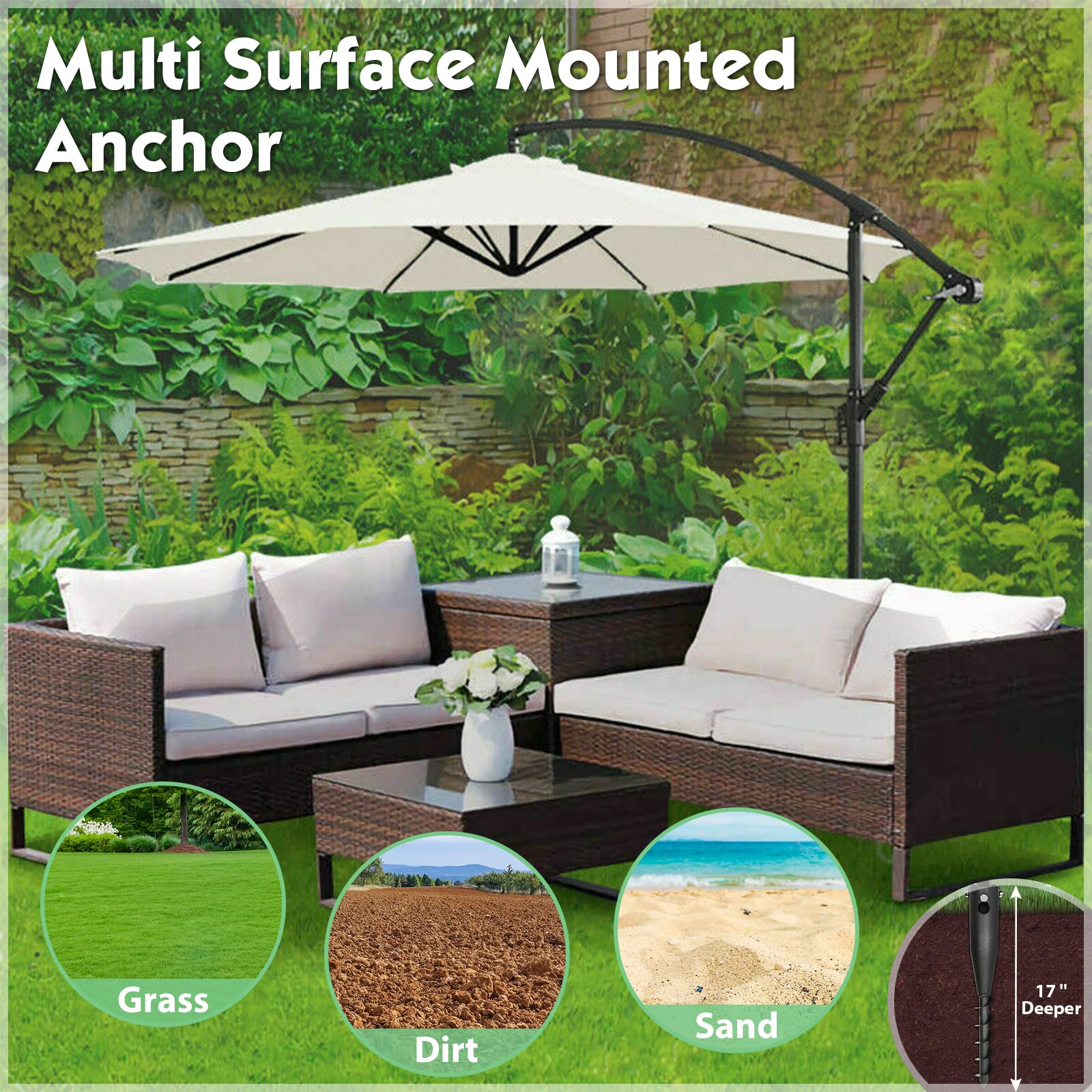 DEROFIT galvanized metal base resists rust for season-after-season outdoor use.