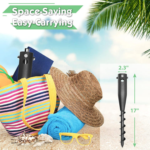 DEROFIT heavy-duty base for beach sand provides strong hold against winds.