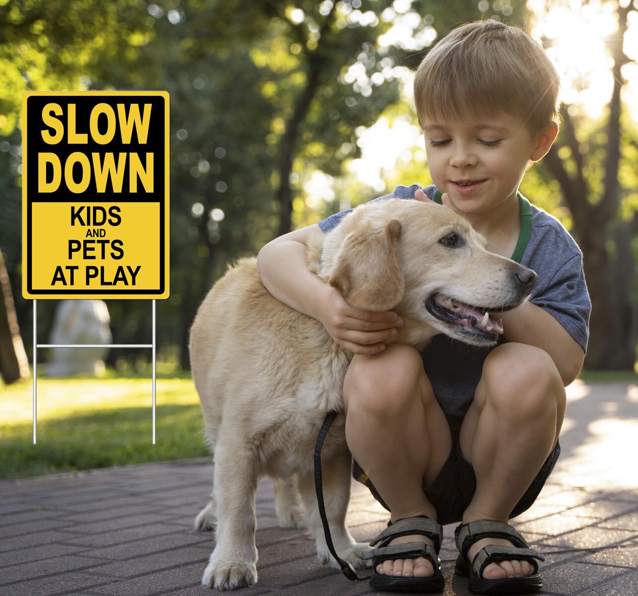 DEROLT slow down sign catches drivers attention in yard areas during daytime