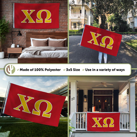 Desert Cactus Chi Omega flag with double grommets for secure hanging