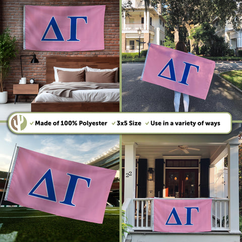 Desert Cactus Delta Gamma flag pink stitching detail signals durability.