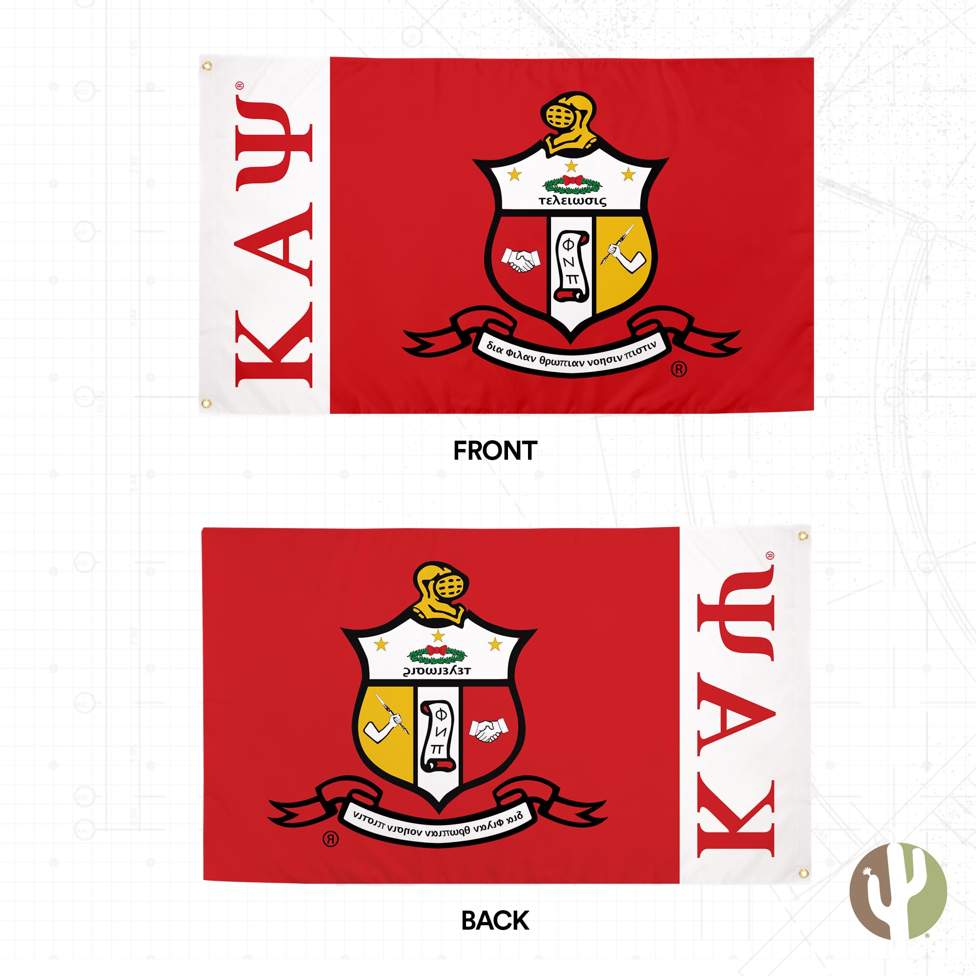 Desert Cactus Kappa Alpha Psi flag reverse design showing dual-sided display